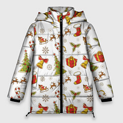 Куртка зимняя женская Новогодний фон, цвет: 3D-светло-серый