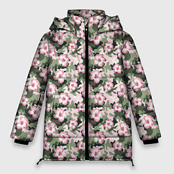 Куртка зимняя женская Камуфляж из цветов, цвет: 3D-красный