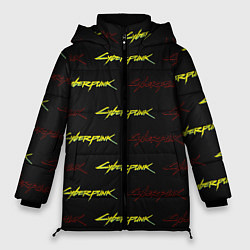 Куртка зимняя женская Cyberpunk 2077 паттерн, цвет: 3D-красный