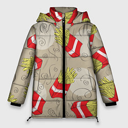 Куртка зимняя женская Фастфуд - Картошка фри, цвет: 3D-черный