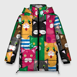 Куртка зимняя женская Удивленные Коты, цвет: 3D-черный
