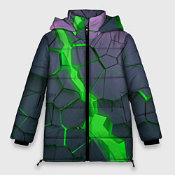 Куртка зимняя женская ЗЕЛЕНЫЙ РАЗЛОМ 3Д РАЗЛОМ, цвет: 3D-светло-серый