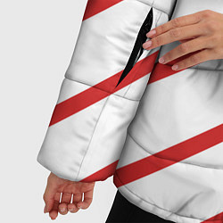 Куртка зимняя женская Полосы красные на белом, цвет: 3D-черный — фото 2