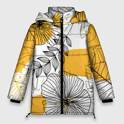 Куртка зимняя женская Цветы, цвет: 3D-черный