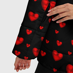 Куртка зимняя женская Красные сердца, цвет: 3D-светло-серый — фото 2