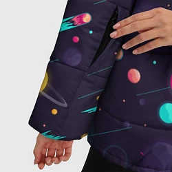 Куртка зимняя женская Космические движения комет, цвет: 3D-красный — фото 2