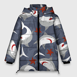 Куртка зимняя женская Акулы, цвет: 3D-черный