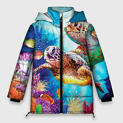Куртка зимняя женская Морские черепахи, цвет: 3D-светло-серый