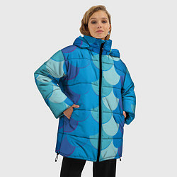 Куртка зимняя женская Синяя чешуя рыбы, цвет: 3D-черный — фото 2