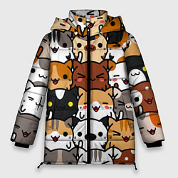 Куртка зимняя женская Коты и котики, цвет: 3D-черный