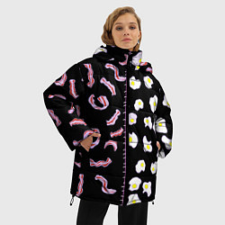 Куртка зимняя женская Яичница с беконом, цвет: 3D-черный — фото 2