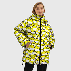 Куртка зимняя женская Смайлики в Масках, цвет: 3D-светло-серый — фото 2