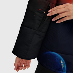 Куртка зимняя женская Космос земля 3D, цвет: 3D-красный — фото 2