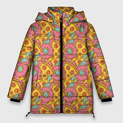 Куртка зимняя женская Пицца и пончики, цвет: 3D-красный