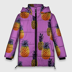 Куртка зимняя женская Ананасы, цвет: 3D-черный