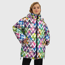 Куртка зимняя женская Кривая линия и цветы, цвет: 3D-светло-серый — фото 2