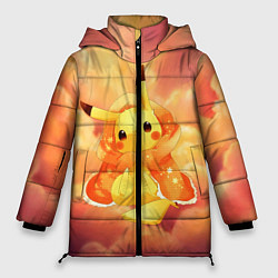 Куртка зимняя женская Пикачу на облачках, цвет: 3D-черный