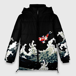 Женская зимняя куртка Карп Кои Волна Япония Рыба