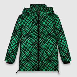 Куртка зимняя женская Абстрактный зелено-черный узор, цвет: 3D-светло-серый