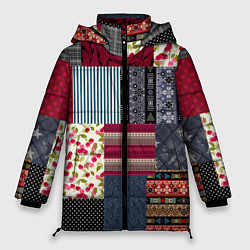 Женская зимняя куртка Деревенский стиль Пэчворк