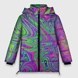 Куртка зимняя женская Неоновый абстрактный узор, цвет: 3D-черный