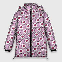 Куртка зимняя женская Сердечки в облачках, цвет: 3D-черный