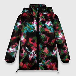 Куртка зимняя женская Гранжевый абстрактный узор, цвет: 3D-красный
