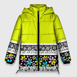 Женская зимняя куртка Яркий цветочный узор