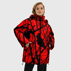 Куртка зимняя женская Хоррор Мрачный лес, цвет: 3D-черный — фото 2