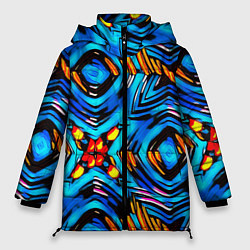 Женская зимняя куртка Желто-синий абстрактный узор