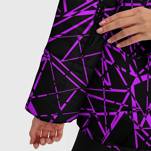 Женская зимняя куртка Фиолетово-черный абстрактный узор / 3D-Красный – фото 5