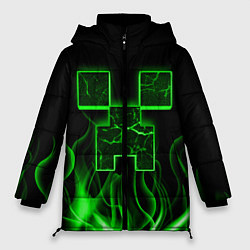 Куртка зимняя женская MINECRAFT TEXTURE FIRE, цвет: 3D-черный