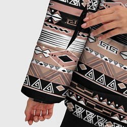 Куртка зимняя женская Полосатый этнический орнамент, цвет: 3D-светло-серый — фото 2