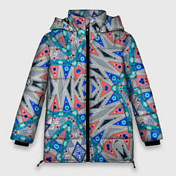 Женская зимняя куртка Серо-синий абстрактный узор