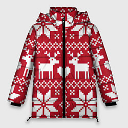 Куртка зимняя женская Рождественские олени, цвет: 3D-черный