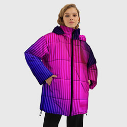 Куртка зимняя женская Фиолетово-малиновый градиент, цвет: 3D-черный — фото 2