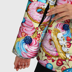 Куртка зимняя женская Вкусный узор из сладостей, цвет: 3D-светло-серый — фото 2