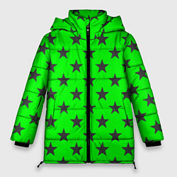 Женская зимняя куртка Звездный фон зеленый