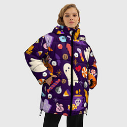 Куртка зимняя женская HALLOWEEN BTS BT21 PATTERN БТ21 БТС ХЕЛЛОУИН, цвет: 3D-черный — фото 2