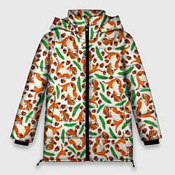 Женская зимняя куртка Тигрята, еловые ветки и желуди