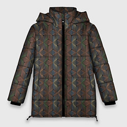 Женская зимняя куртка Абстракция из разноцветных треугольников из линий