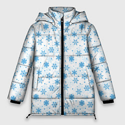 Куртка зимняя женская Снежинки снежные узоры, цвет: 3D-черный
