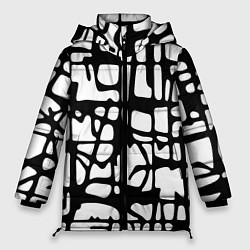Женская зимняя куртка Черно-Белый мотив Cantabrigiensia, подходящий для