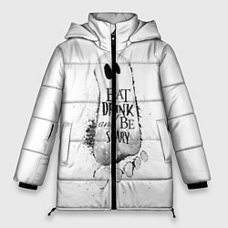 Куртка зимняя женская Добродушное приведение белый, полиэстер, цвет: 3D-черный