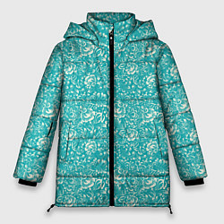 Женская зимняя куртка Хохломские узоры Бирюза