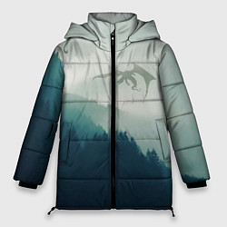 Куртка зимняя женская ДРАКОНЫ НАД ЛЕСОМ DRAGON, цвет: 3D-светло-серый