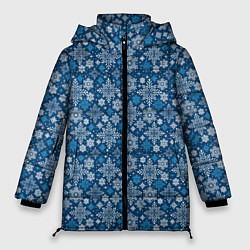 Куртка зимняя женская Снежные Узоры на Новый Год, цвет: 3D-черный