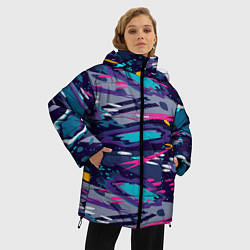 Куртка зимняя женская Космический абстрактный паттерн, цвет: 3D-красный — фото 2
