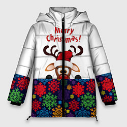 Куртка зимняя женская Merry Christmas оленёнок, цвет: 3D-черный