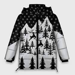 Куртка зимняя женская Северные Олени в Горах, цвет: 3D-черный